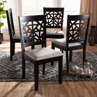 Baxton Studio RH310C-Grey/Dark Brown-DC-4PK Jackson Modern and Contemporary Grey Fabric Upholstered and Espresso Brown Finished Wood 4-Piece Dining Chair Set